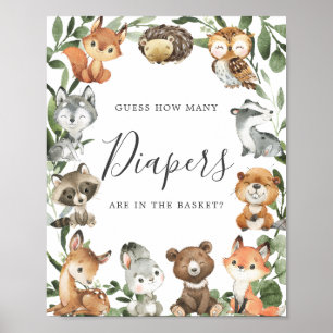 Woodland Babydusche schätzt wie viele Windeln sign Poster