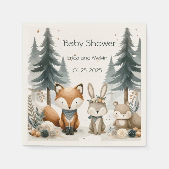 Woodland Babydusche Serviette (Vorderseite)