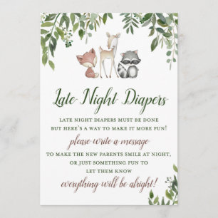 Woodland Babydusche - Späte-Night-Diapers-Spiel Einladung