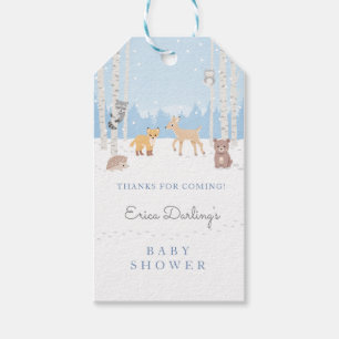 Woodland Babydusche Winterwald Geschenkanhänger