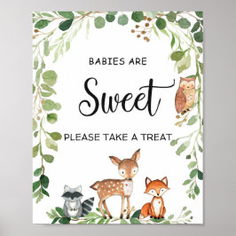 Woodland Babys sind ein süßes Baby Duschzeichen Poster