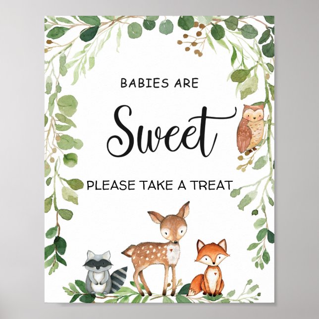 Woodland Babys sind ein süßes Baby Duschzeichen Poster (Vorne)