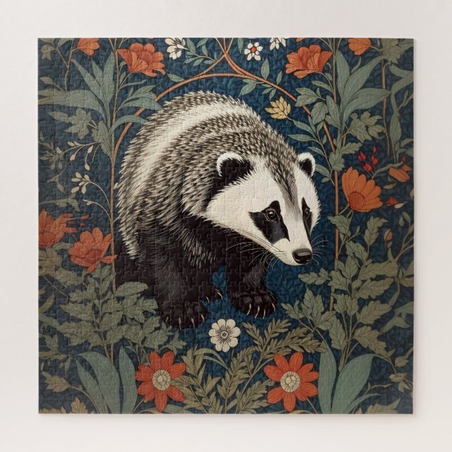Woodland Badger William Morris Inspiriert (Vertikal)