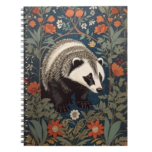 Woodland Badger William Morris Inspiriert Notizblock (Vorderseite)