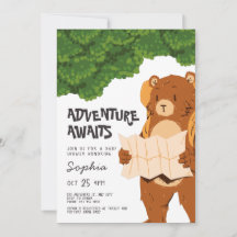Woodland Bear Adventure Baby Dusche Einladung