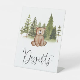Woodland Bear Baby Dusche Nachspeisen Sockelschild