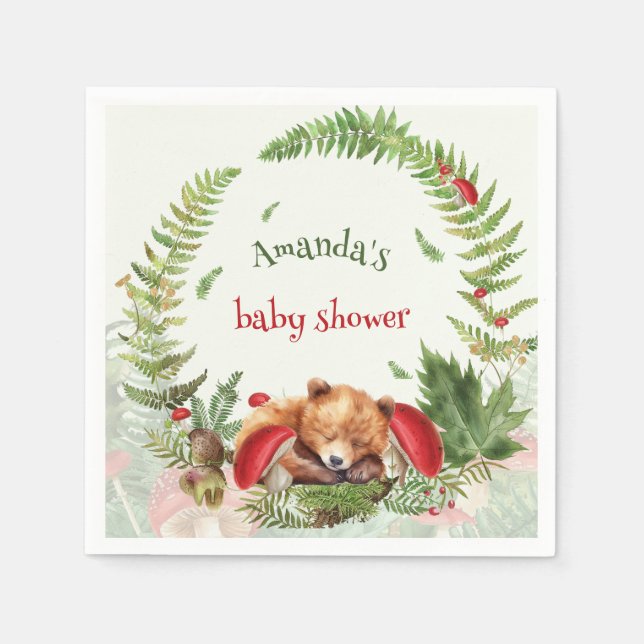 Woodland Bear Baby Dusche Serviette (Vorderseite)