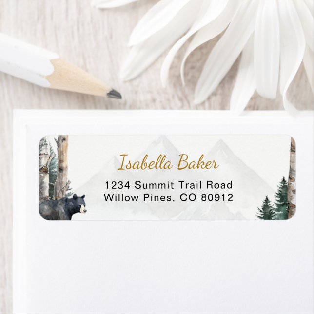 Woodland Bear Baby Shower Adventure Rücksendeadres (Insitu)