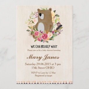 Woodland Bear Baby Shower Einladung