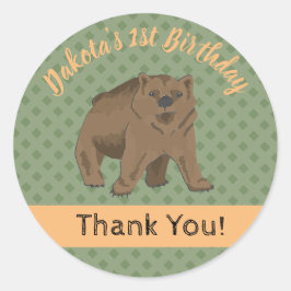 Woodland Bear Cube Danke Runder Aufkleber