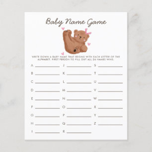 Woodland Bear Girl Baby Name Dusche Spiel