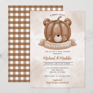 Woodland Bear Pumpkin Baby Dusche Einladung