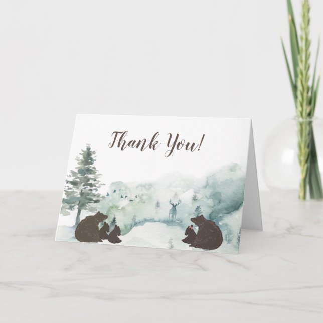 Woodland Bear Vielen Dank Dankeskarte (Vorderseite)