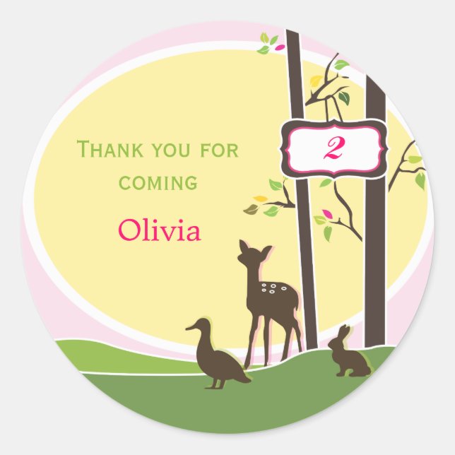Woodland Birthday Favor Sticker (Vorderseite)