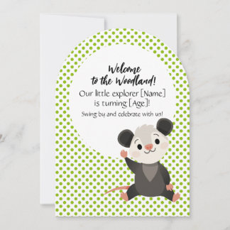 Woodland Birthday Invitation – Cute Opossum  Einladung