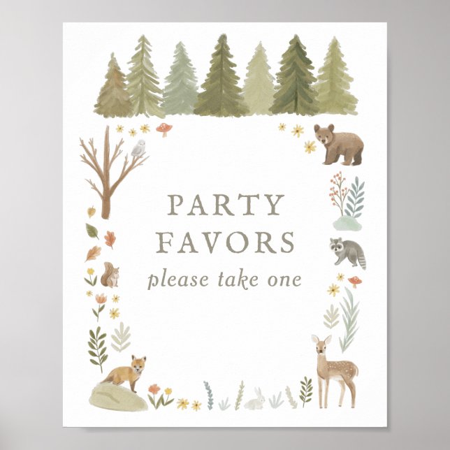 Woodland Birthday Party Lieblingszeichen Poster (Vorne)