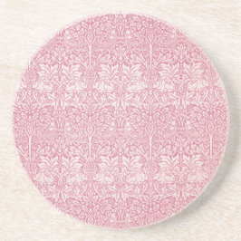 Woodland Blätter Pink Rabbit William Morris Patter Getränkeuntersetzer