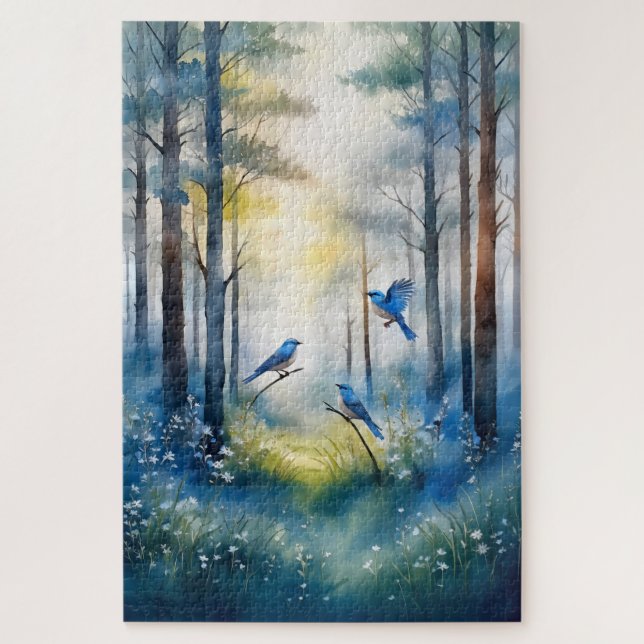 Woodland Bluebirds Scenic Forest (Vertikal)