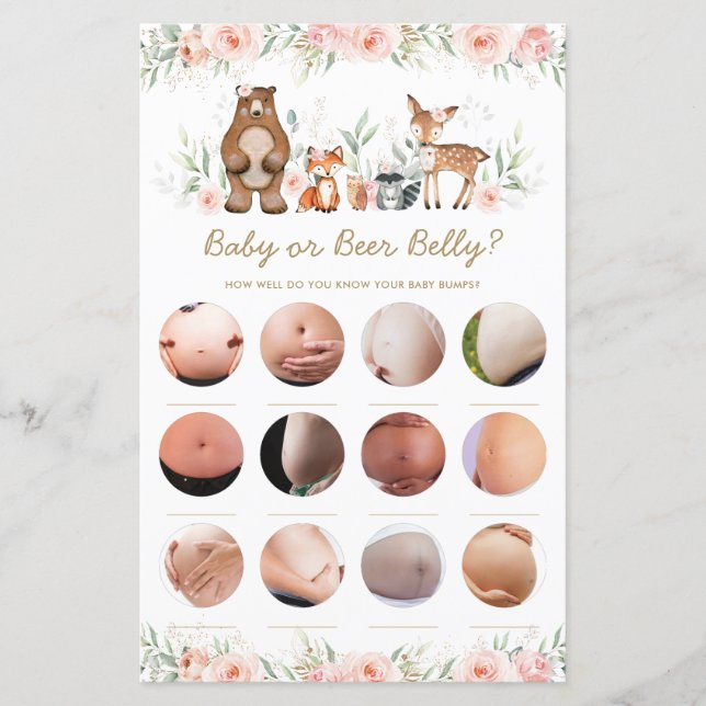 Woodland Blush Bloral Baby oder Bierbauch Game (Vorderseite)