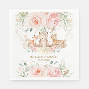 Woodland Blush Pink Bläschen Baby Dusche Geburtst Serviette