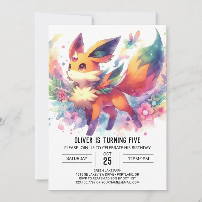 Woodland Boho Fox Birthday Einladung (Vorderseite)