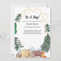 Woodland Boy Baby Shower Einladung