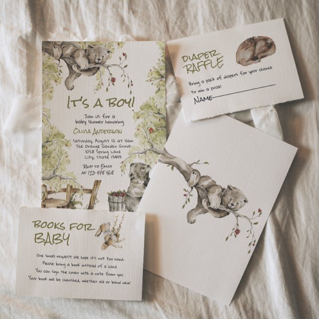 Woodland Boy Wild Forest Bear Animal Baby Dusche Einladung (Von Creator hochgeladen)