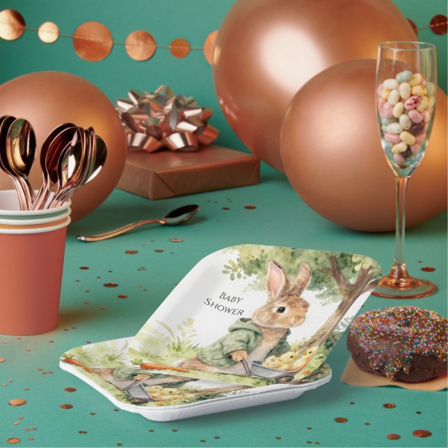 Woodland Bunny Baby Shower Pappteller (Multi)