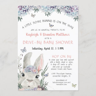 Woodland Bunny Floral Pink Drive by Baby Shoounter Einladung