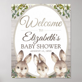 Woodland Bunny Gender Neutral Baby Dusche Willkomm Poster