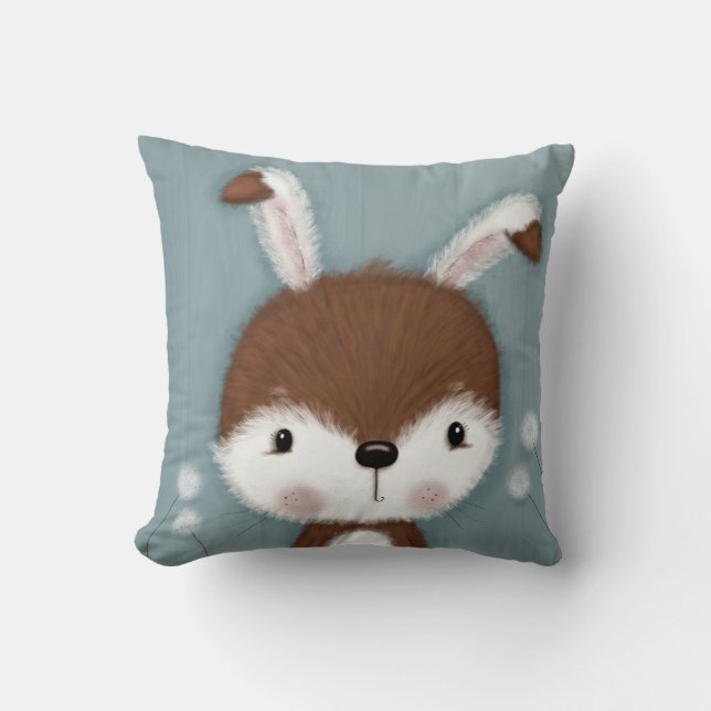 Woodland Bunny Portrait Kissen (Vorderseite)
