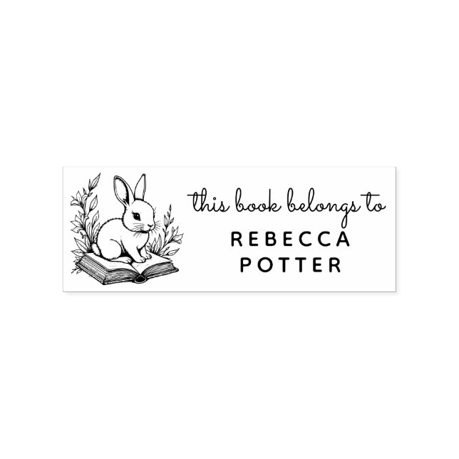 Woodland Bunny Rabbit Book Belong to Ex Libris Gummistempel (Prägung)