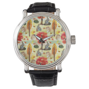 Woodland Bunny Rabbit Wasserfarbe Armbanduhr