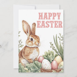 Woodland Bunny Wishes – Happy Easter Karte