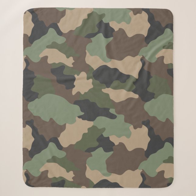 Woodland Camouflage Camouflage Khaki Green Tan Bla Sherpadecke (Vorderseite)