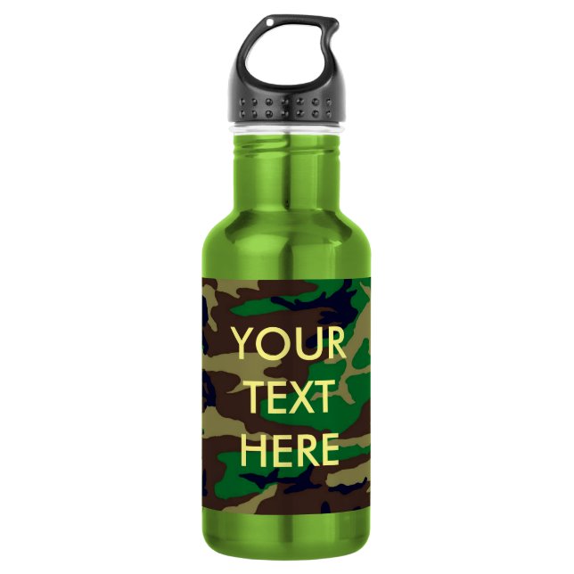 Woodland Camouflage Wasserflasche aus Edelstahl (Vorderseite)