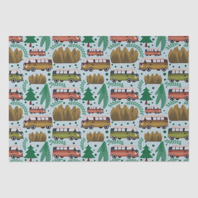 Woodland Camper Blue Seidenpapier (Vorderseite)