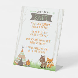 Woodland Camper Say Baby Shower Game Sockelschild