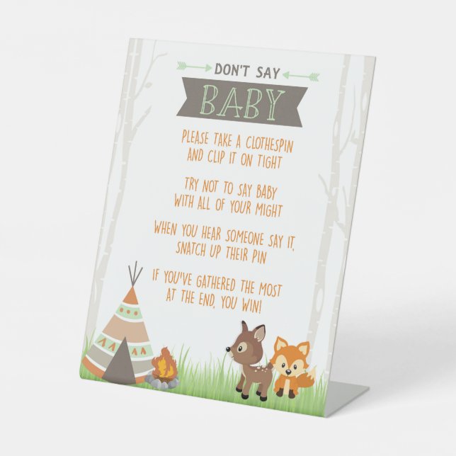 Woodland Camper Say Baby Shower Game Sockelschild (Vorderseite)