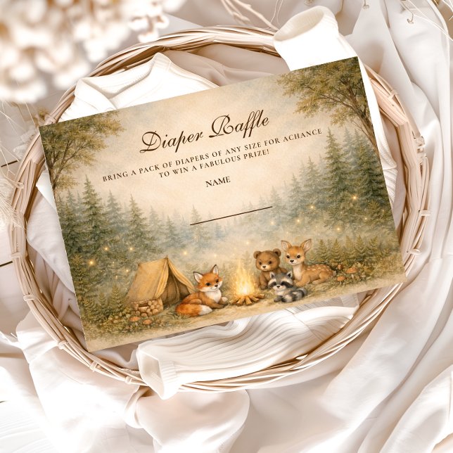 Woodland Campfire Diapper Raffle Begleitkarte (Von Creator hochgeladen)