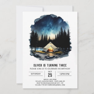Woodland Campout Kindergeburtstag Einladung