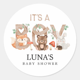 Woodland C'est un Baby shower garçon Stickers