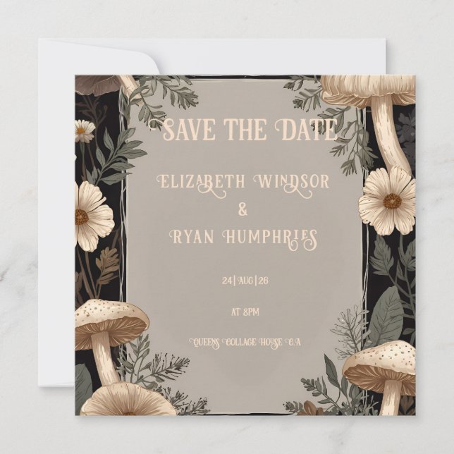 Woodland Charm: Ein Botanischer Hochzeitsempfang Einladung (Vorderseite)