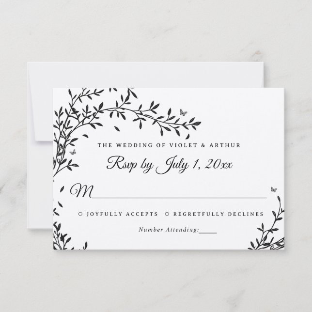 Woodland Charm Wedding RSVP Einladung (Vorderseite)