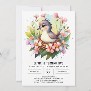 Woodland Children Bird Geburtstag Einladung