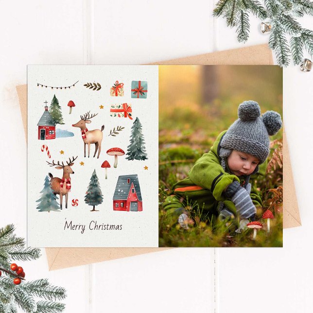 Woodland Christmas Photo Card Einladung (Von Creator hochgeladen)
