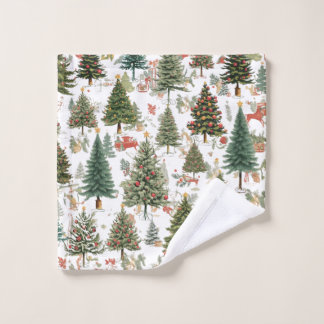 Woodland Christmas Trees,Forest Design Badhandtuch Set