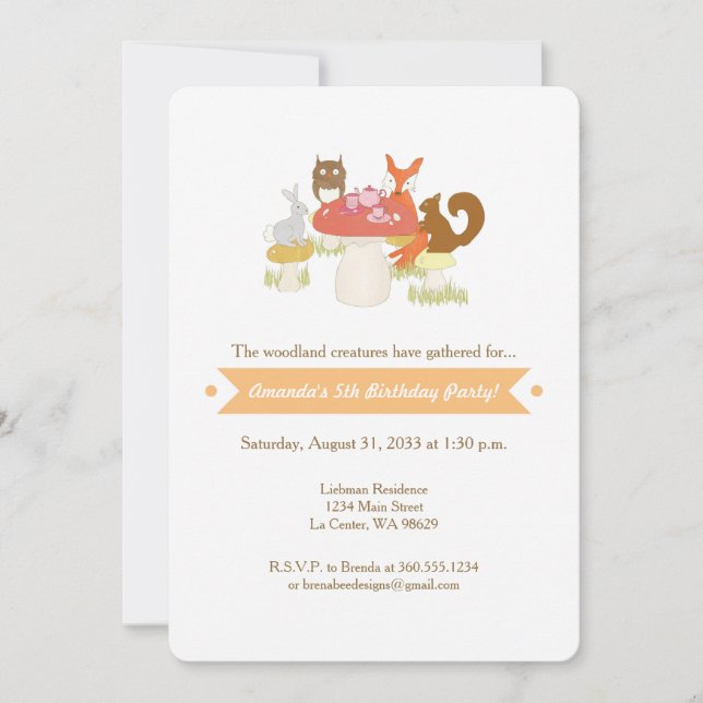 Woodland Creator Tea Party invitation (Devant)