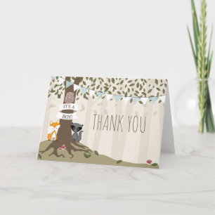 Woodland Créatures Boy Baby shower Carte de remerc