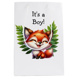 Woodland Creatures Boy's Baby Shower Mittlere Geschenktüte